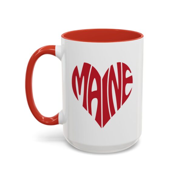 Maine.ME Heart Shaped Maine Word Accent Coffee Mug (11, 15oz)