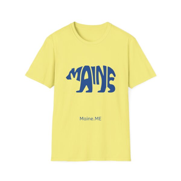 Maine Bear Blue Design Unisex Softstyle T-Shirt