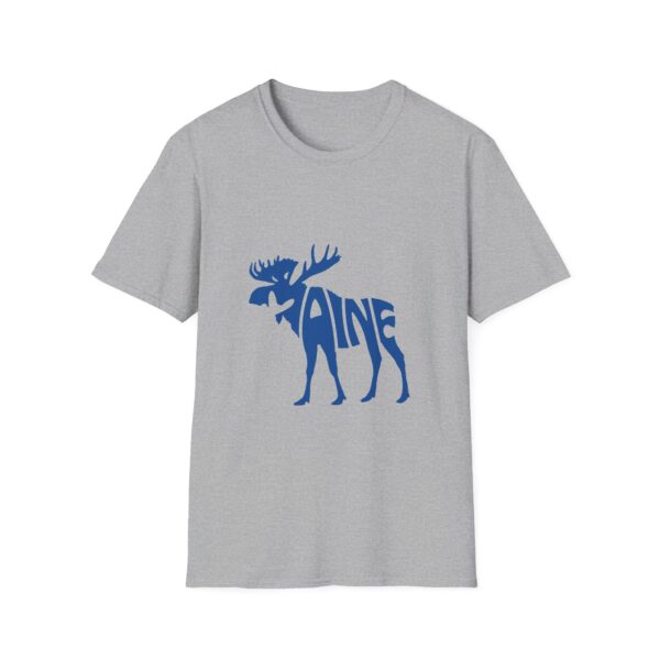Maine Moose Blue Design Unisex Softstyle T-Shirt