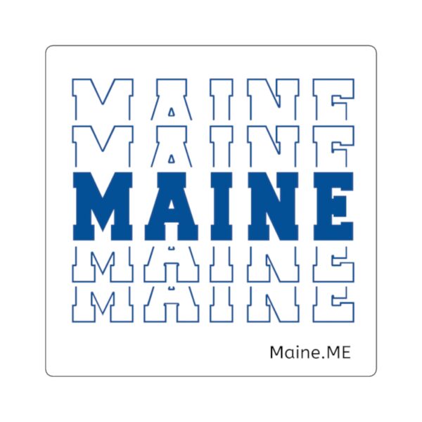 Stacked MAINE Blue Words Square Sticker