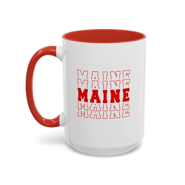 Stacked MAINE Red Words Accent Coffee Mug (11, 15oz)
