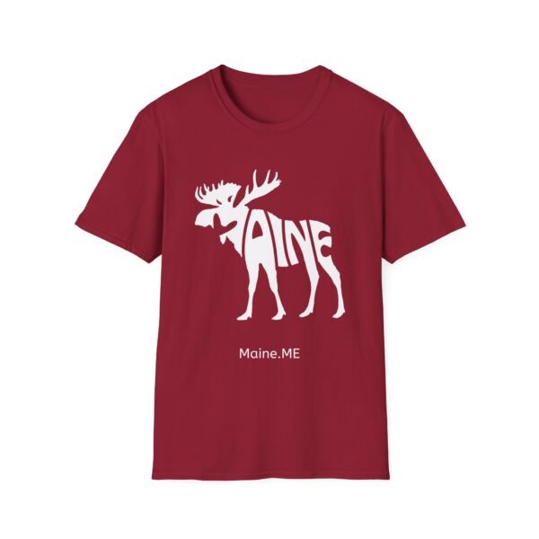 Maine Moose White Design Unisex Softstyle T-Shirt